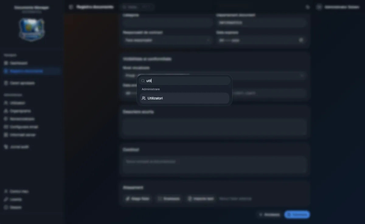 Documente Manager – Ctrl+K quick search