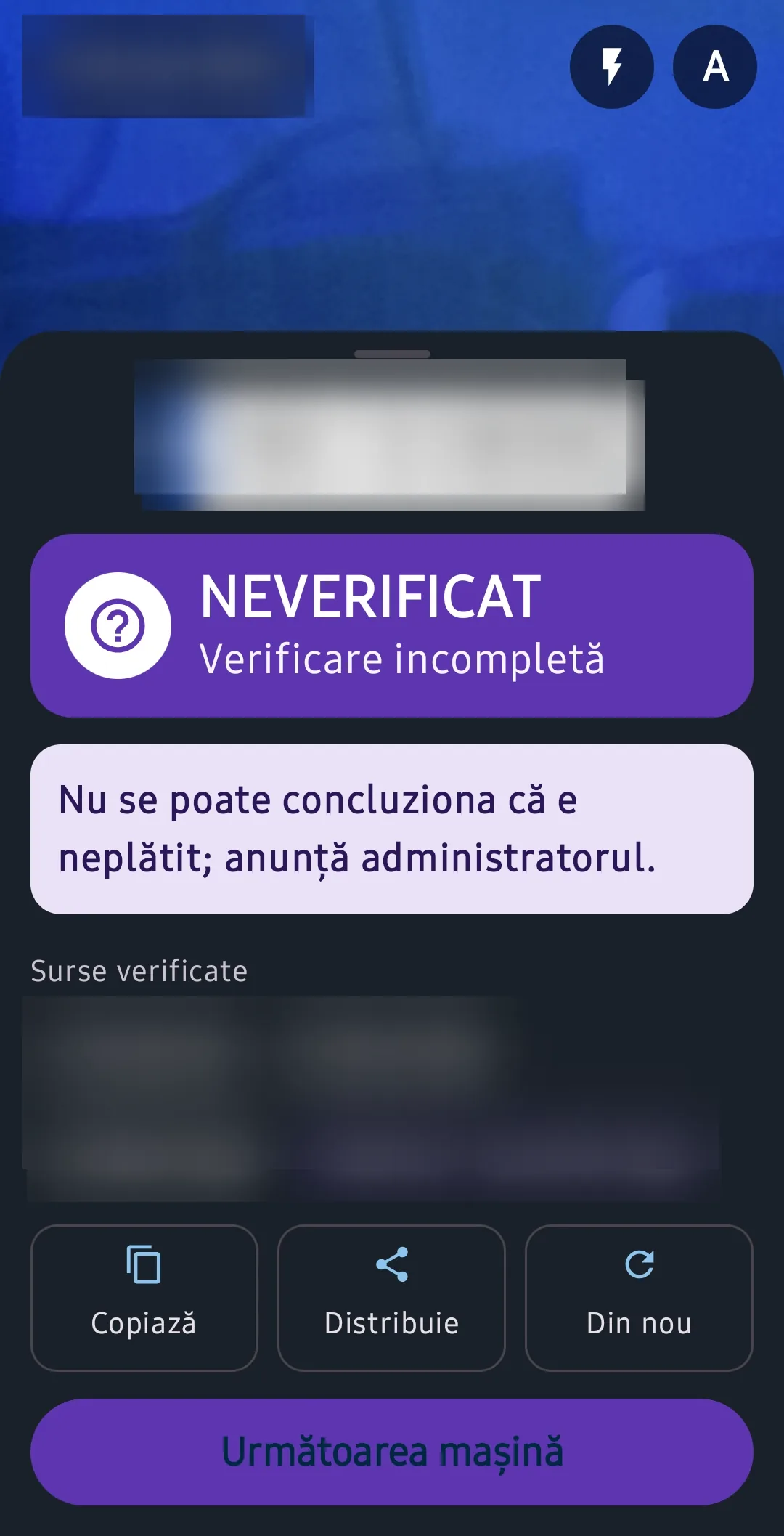 Parking payment verification – Android enforcement app showing the payment verdict