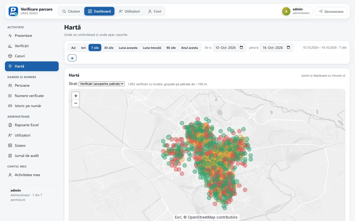 Parking payment verification – patrol coverage map